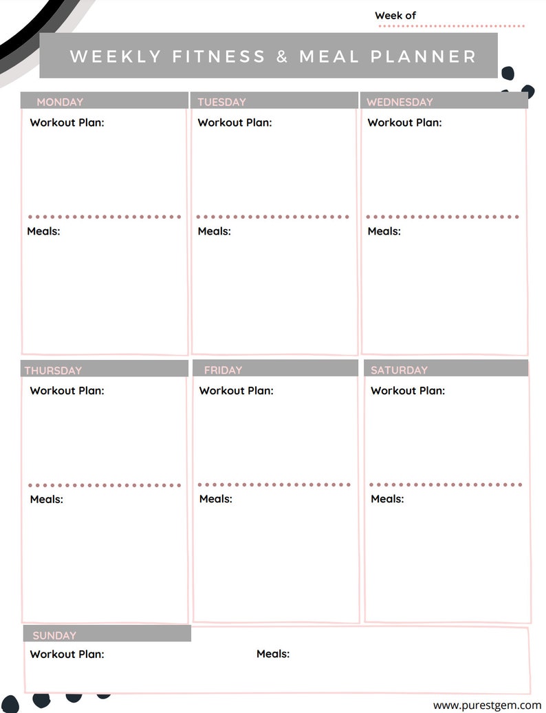Fitness Planner, Meal Planner, Fitness Tracker, Printable, Workout Planner Inserts, Work Out