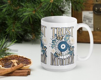 Taza de confianza en la intuición, tercer ojo, tazas místicas, tazas espirituales, dichos del intelecto, regalos boho, espíritu libre, tazas de la naturaleza