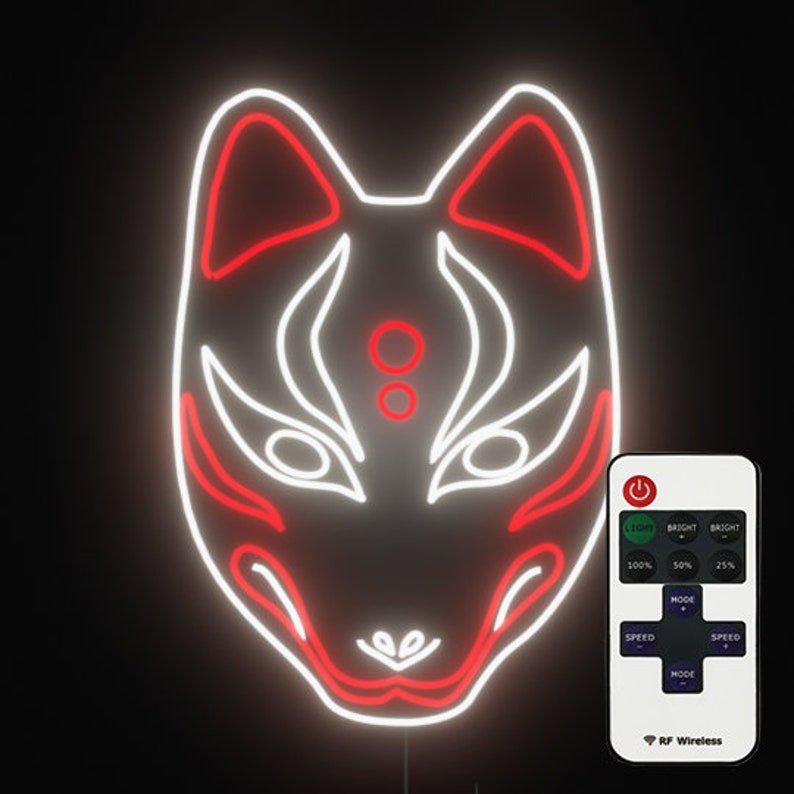 Kitsune Mask LED neon sign Etsy