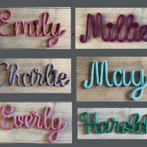 Customised knitted wire words. Knitted wire names. Knitted Wire quotes. Customised wire words. Quotations. Colourful words. Wooly words.