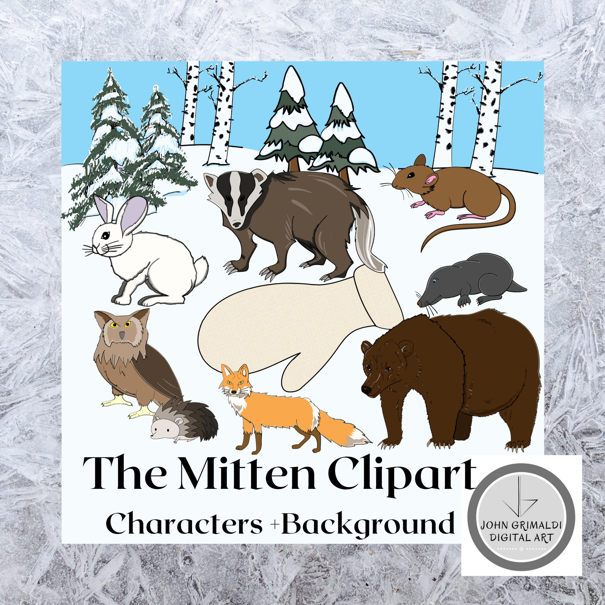 The Mitten by Jan Brett Characters Mitten and Background Etsy UK