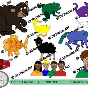 Brown Bear by Eric Carle, Story Companion Clipart, 22 Piece Set, Story Images, Line Art, PNG, SVG, Personal Use