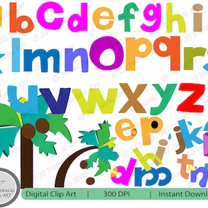 Chicka Chicka Boom Boom, conjunto de 39 piezas digitales PNG SVG, 2 árboles, alfabeto, letras heridas, gráficos para cuentos infantiles, uso comercial