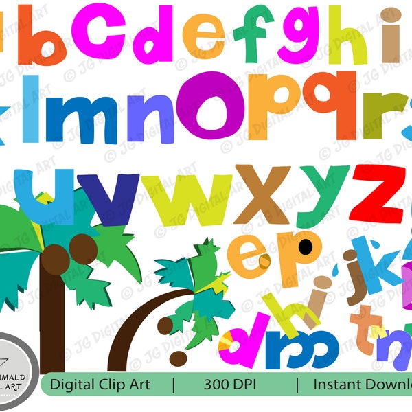 Chicka Chicka Boom Boom, 39 Piece Digital PNG SVG Set, 2 Trees, Alphabet, Injured Letters, Children's Story Book Graphics, Commercial Use