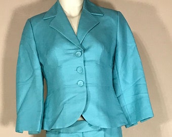 SIZE 4 petite blazer - Sea foam green/aqua blue  - Emma James brand - Granny chic Gilmore style jacket top