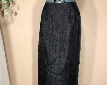 30" Waist formal maxi skirt - Homemade black shimmer organza - Vintage chic regency wedding, Maid of honor, Bridesmaid, Mother of the bride