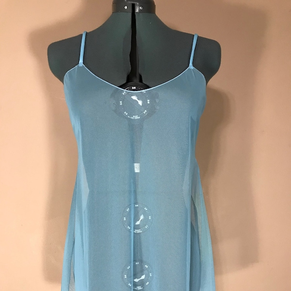 OSFM Pan Dolce bathing suit cover-up, chemise, nightgown - OSFA sheer aqua blue Sand & shore anniversary - Beach date - Made in the USA