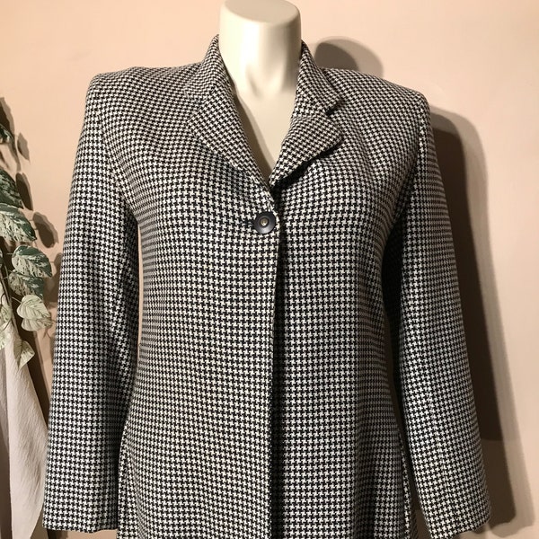 SIZE 8 wool swing coat - Vintage Paul Stanley trapeze jacket, Classic houndstooth checks - Home, Office, Mall, School Minimalist - TagTeams