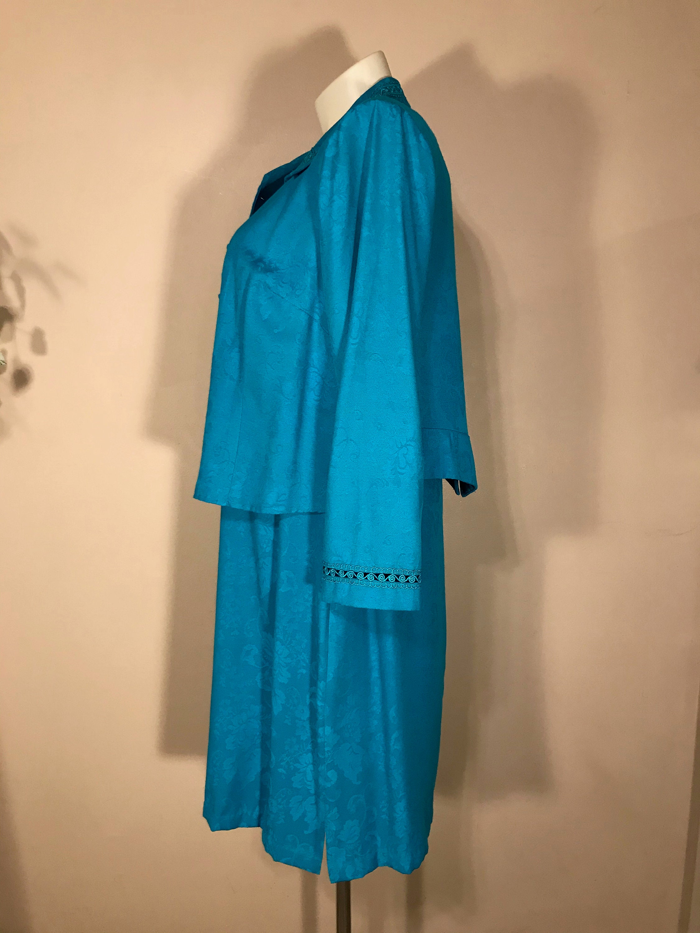 SIZE 18W Turquoise Dress & Jacket Set KSL Karin Stevens
