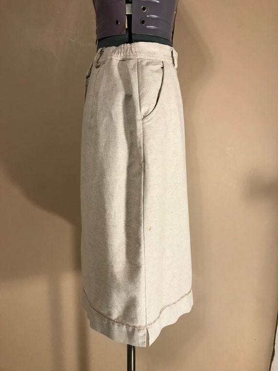 Vintage SIZE 10 skirt - Neutral taupe beige a-lin… - image 3