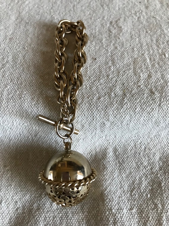 Rare chunky rope chain bracelet - Huge acorn ball 