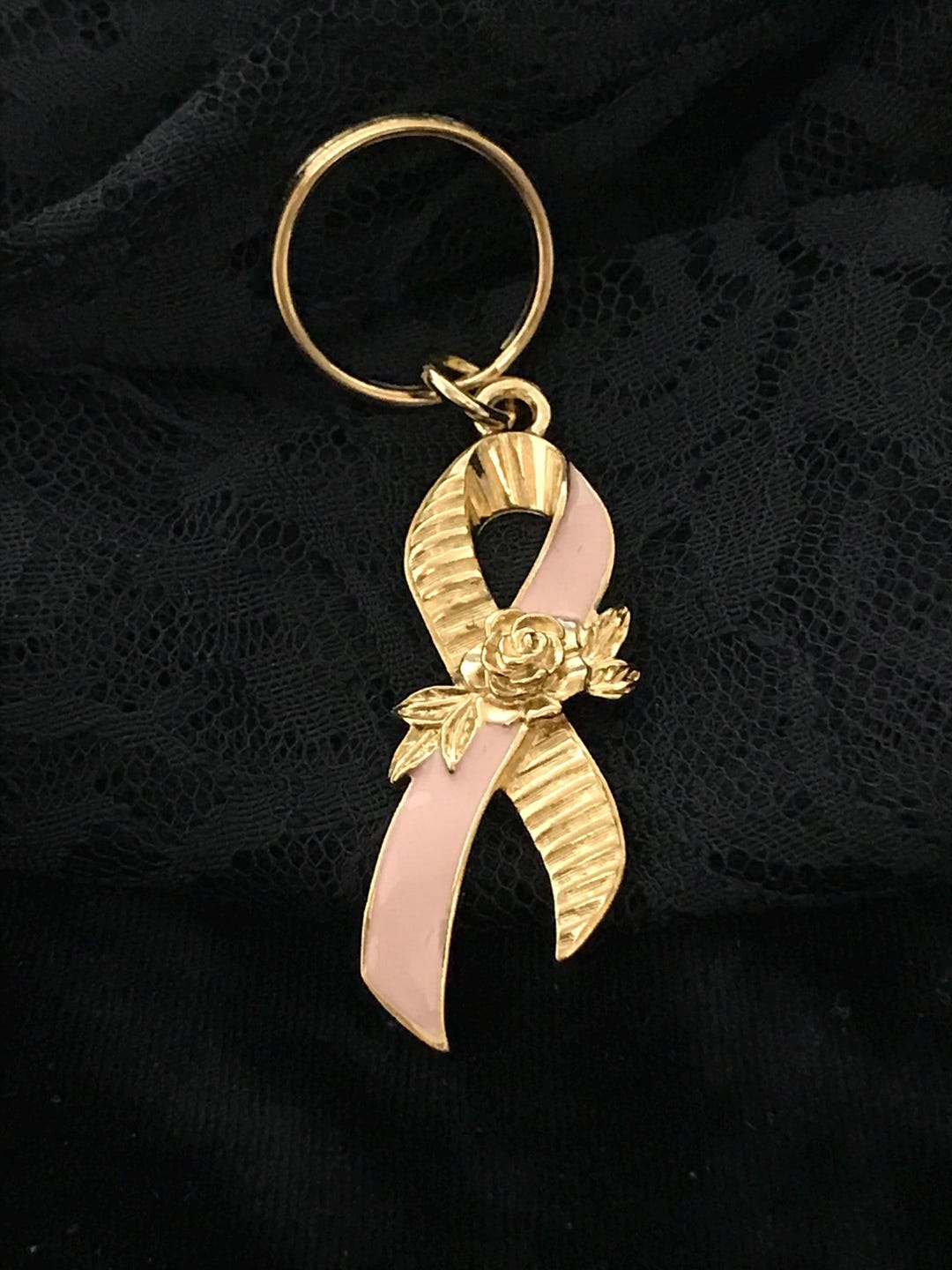 2 Vintage Avon Pink Ribbon Key Rings - Two 1990s Breast Cancer ...