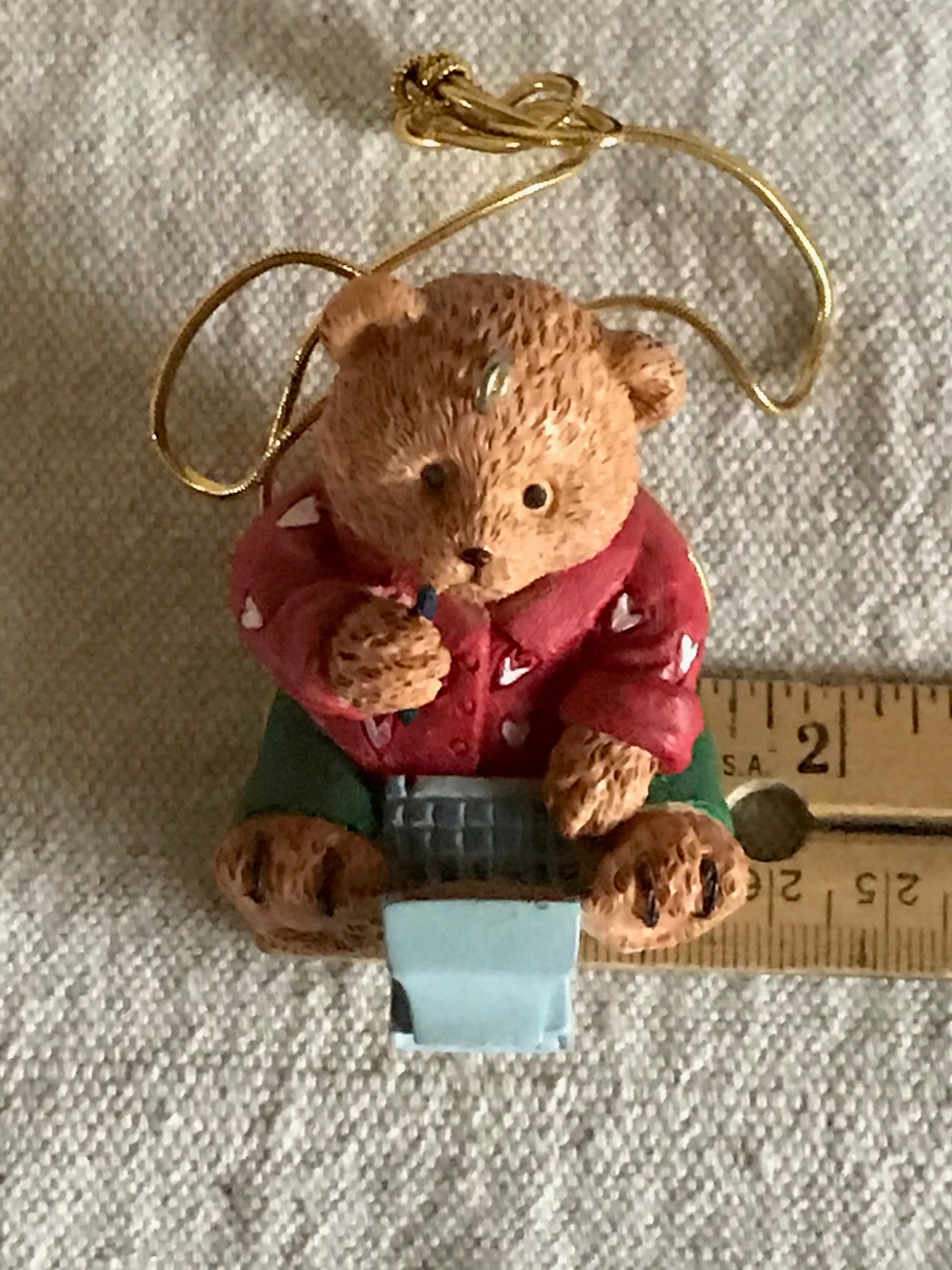 Avon Teddy Bear Ornament Old School Computer Tech Nerd Etsy