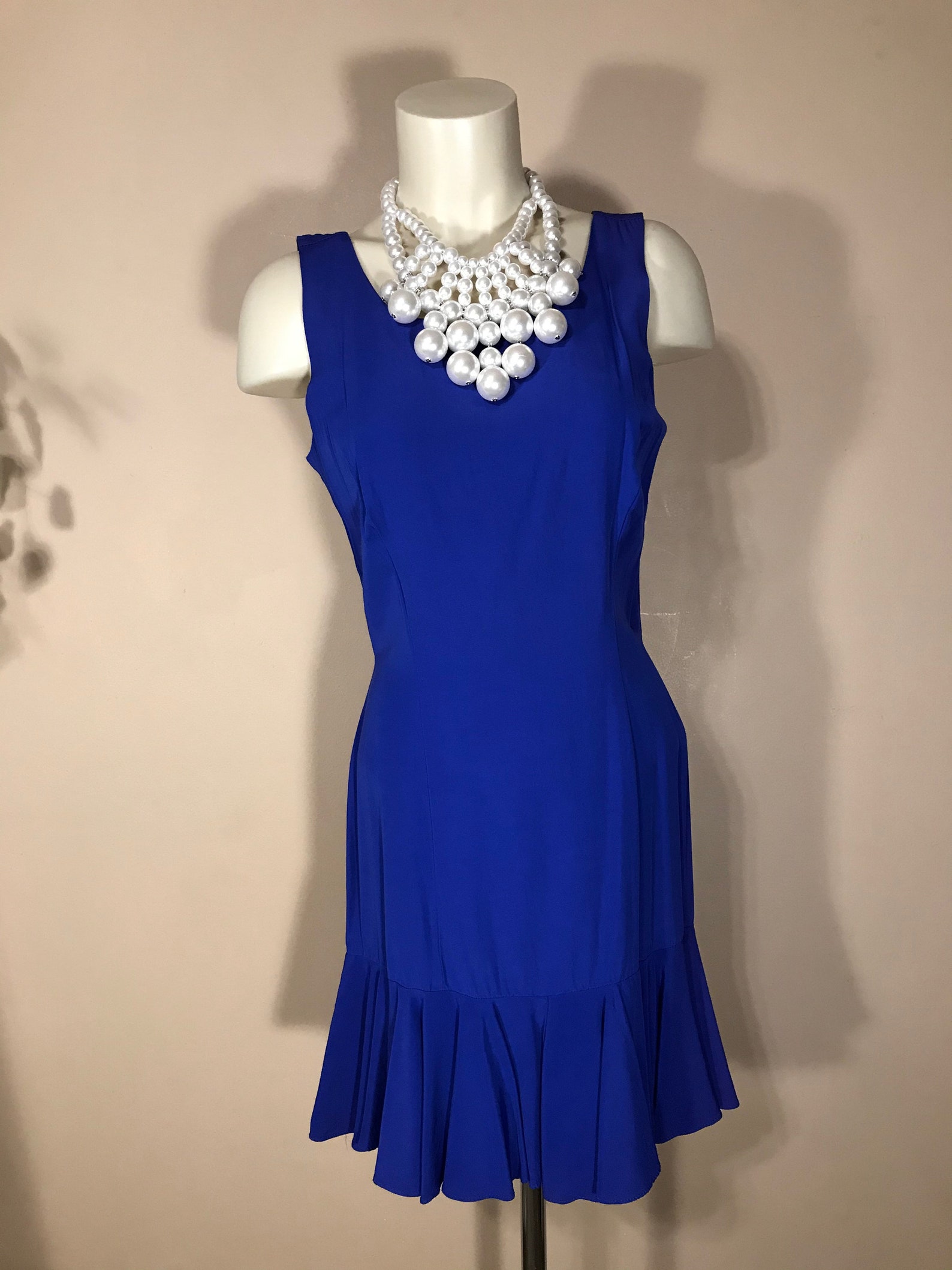 SIZE 7 Tank Dress Bright Royal Blue 1980's Knapp Studio | Etsy