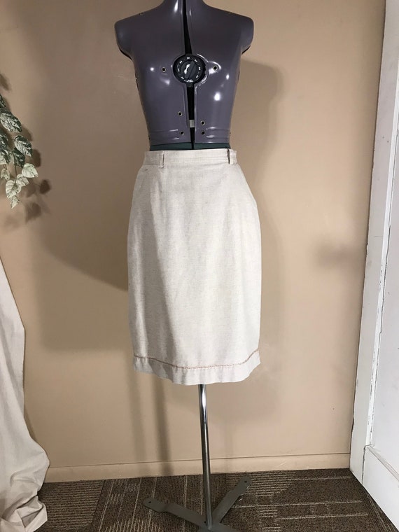 Vintage SIZE 10 skirt - Neutral taupe beige a-lin… - image 1