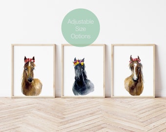 Water Color Horse Picture, Wall Art, Kids Nursery Bathroom Wall Art,  Animal Pictures