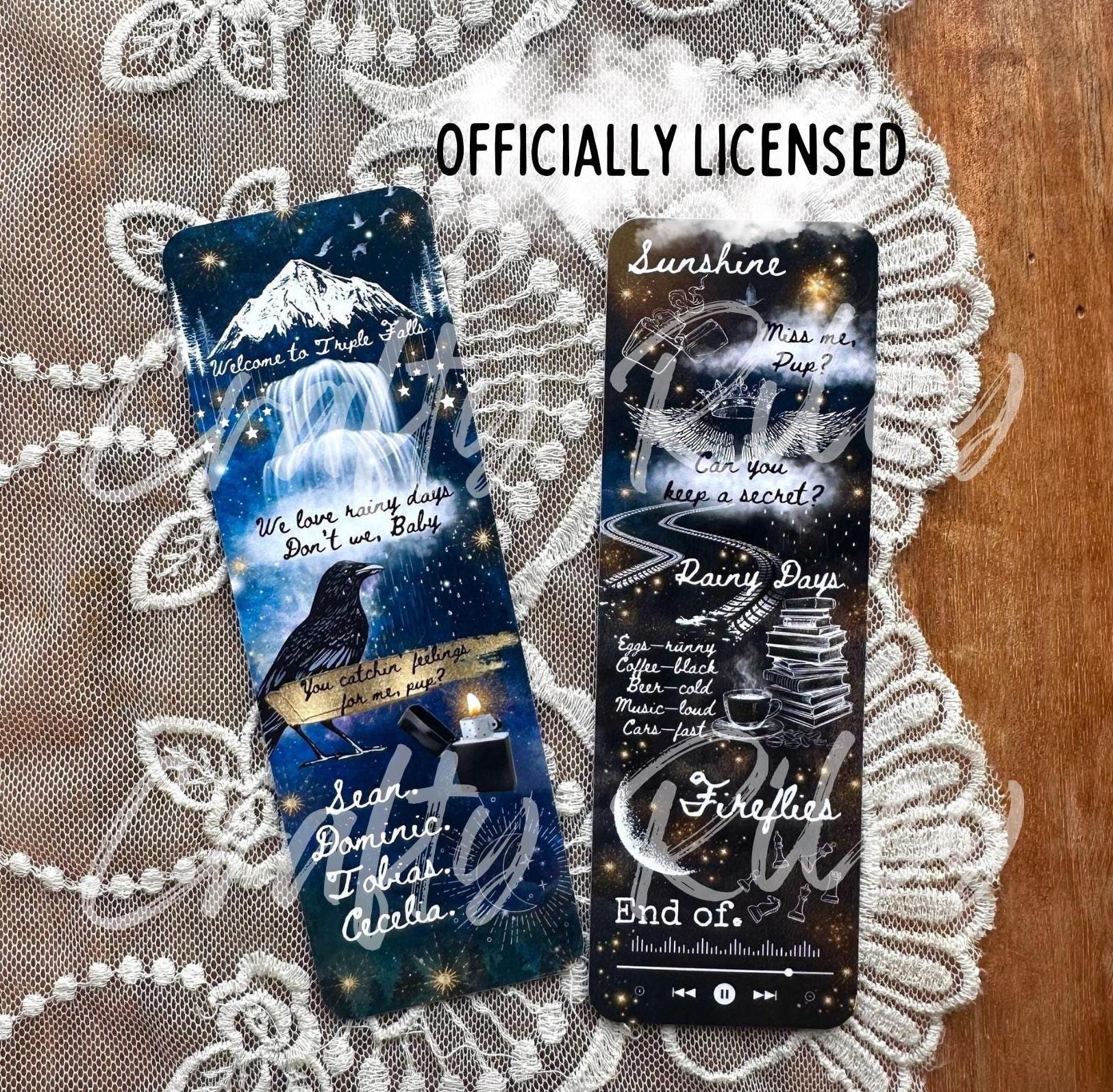 OFFICIALLY LICENSED Kate Stewart Ravenhood Trilogy Laminated Bookmark - We Love Rainy Days, Don't We Baby - Miss me Pup - End Of