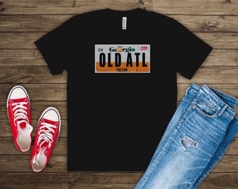 Old Atl, Old Atlanta, Fulton County T-Shirt, License Plate Edition, Georgia Peach, 1990s, 1980s, Grady Baby