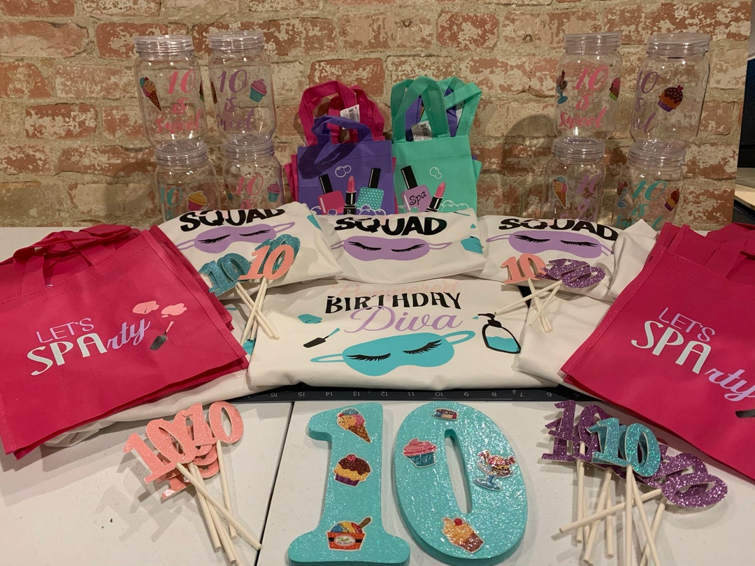 Spa Birthday Party Package, Spa Party Cup, Spa Party Tote Bags, Spa