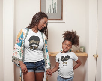 Mom Life Afro Bun Shirt, Kid Life Shirt, Messy Bun/Afro Bun Shirt, Mom/Kid Matching Shirt