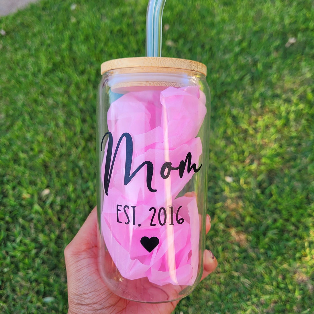 Mother's Day Glass Mom Glass Cup Beer Glass Cup Iced Etsy