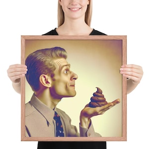 Weird Guy Smelling Poop | Square Framed poster