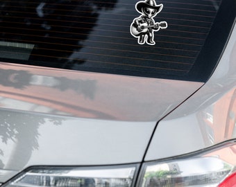 Cowboy extraterrestre jouant de la guitare | Stickers extraterrestres sans bulles