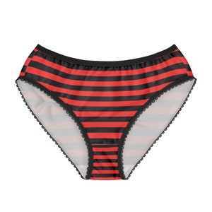 Red and Black Striped Goth Women's Briefs (AOP)