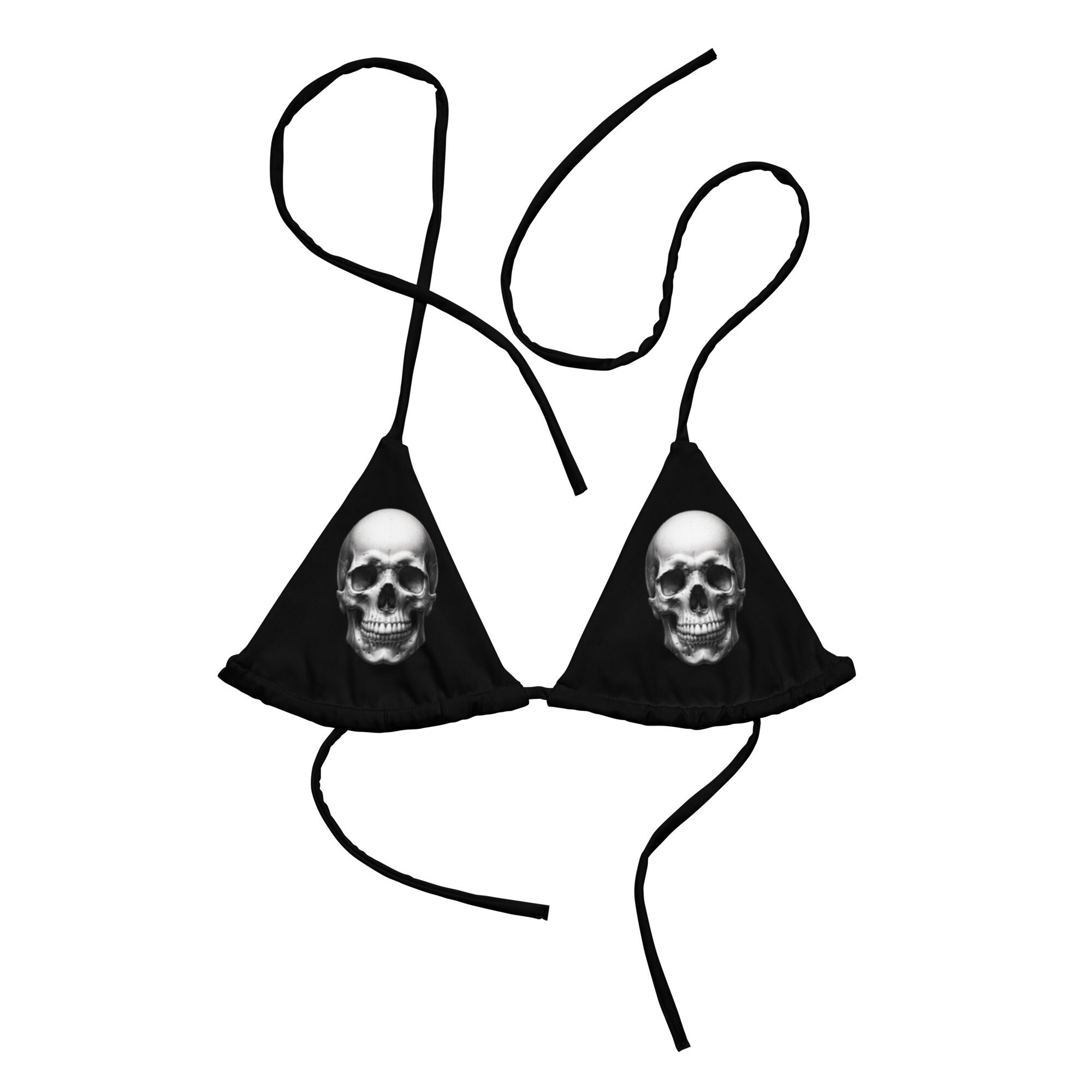 Orange and gray women’s recycled string bikini top. main image 1