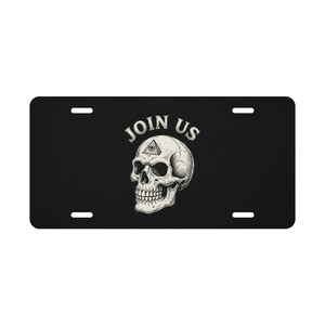Begleite uns Illuminati Schädel | Goth Vanity Nummernschild