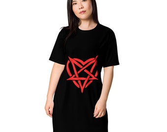 Pentagram Heart Goth T-shirt dress