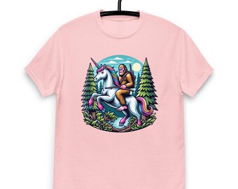 Bigfoot Riding on a Unicorn | Weird Bigfoot Unisex classic tee