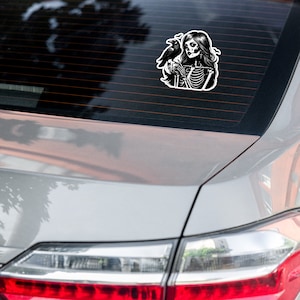 Raaf en Skeleton Girl Goth Bubble-vrije stickers