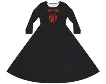 Bite Me! Vampire Goth Women's Long Sleeve Dance Dress (AOP)