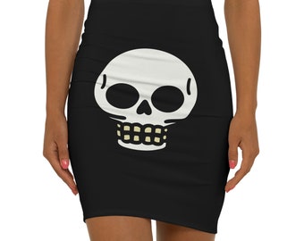 Mini-jupe noire gothique Skull pour femme