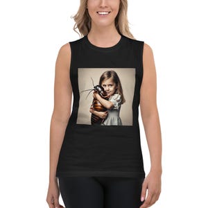 Little Girl Hugging a Cockroach Weird and Funny Muscle Shirt