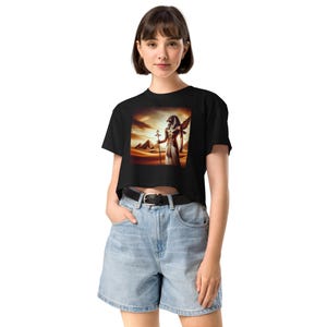 Horus Standing By The Great Pyramids | Ancient Egyptian Women’s crop top