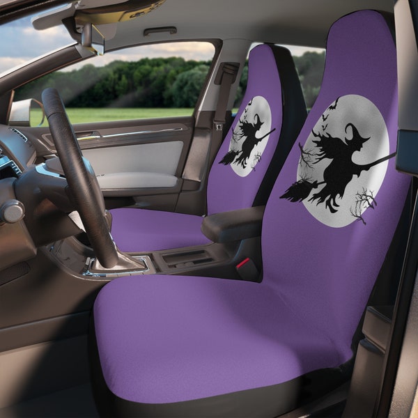 Witch and Full Moon Goth Purple Car Seat Covers