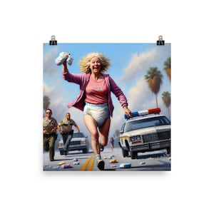 Crazy Lady dans une couche en vrac | Poster Bizarre et drôle