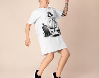 Ghost Girl Floating In The Cemetery Goth T-shirt dress