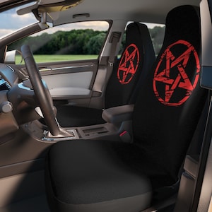 Satanic Red Inverted Pentagram Occult Goth Car Seat Covers