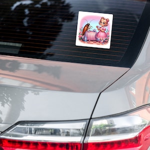 Klein meisje heeft een theekransje met een kakkerlak Bubble-free stickers