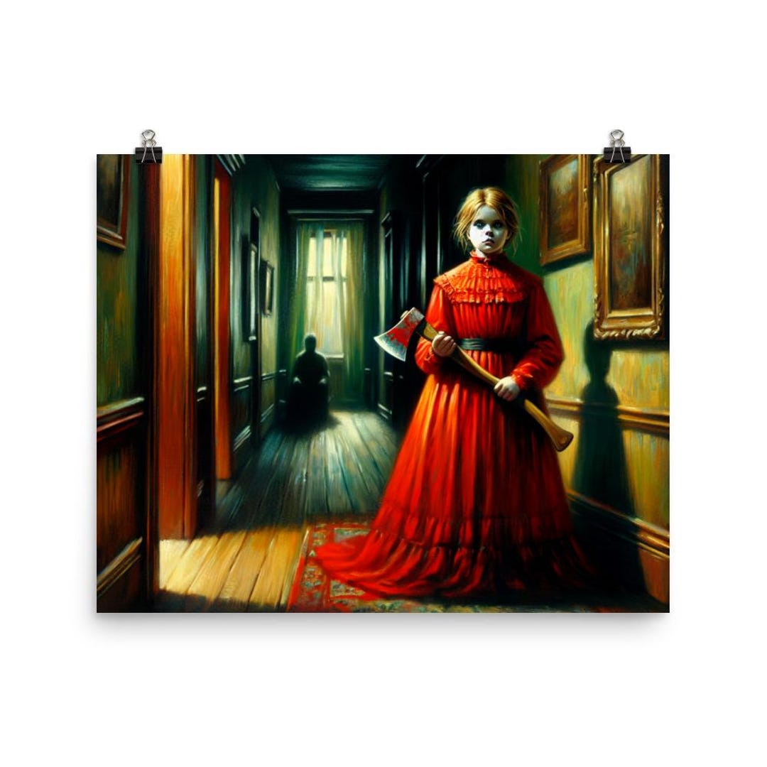 Ghost Girl in Red Holding an Ax | Ghost Decor | Goth Horror Poster - Etsy