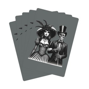 Cartes de poker couple gothique femme gothique et squelette gothique