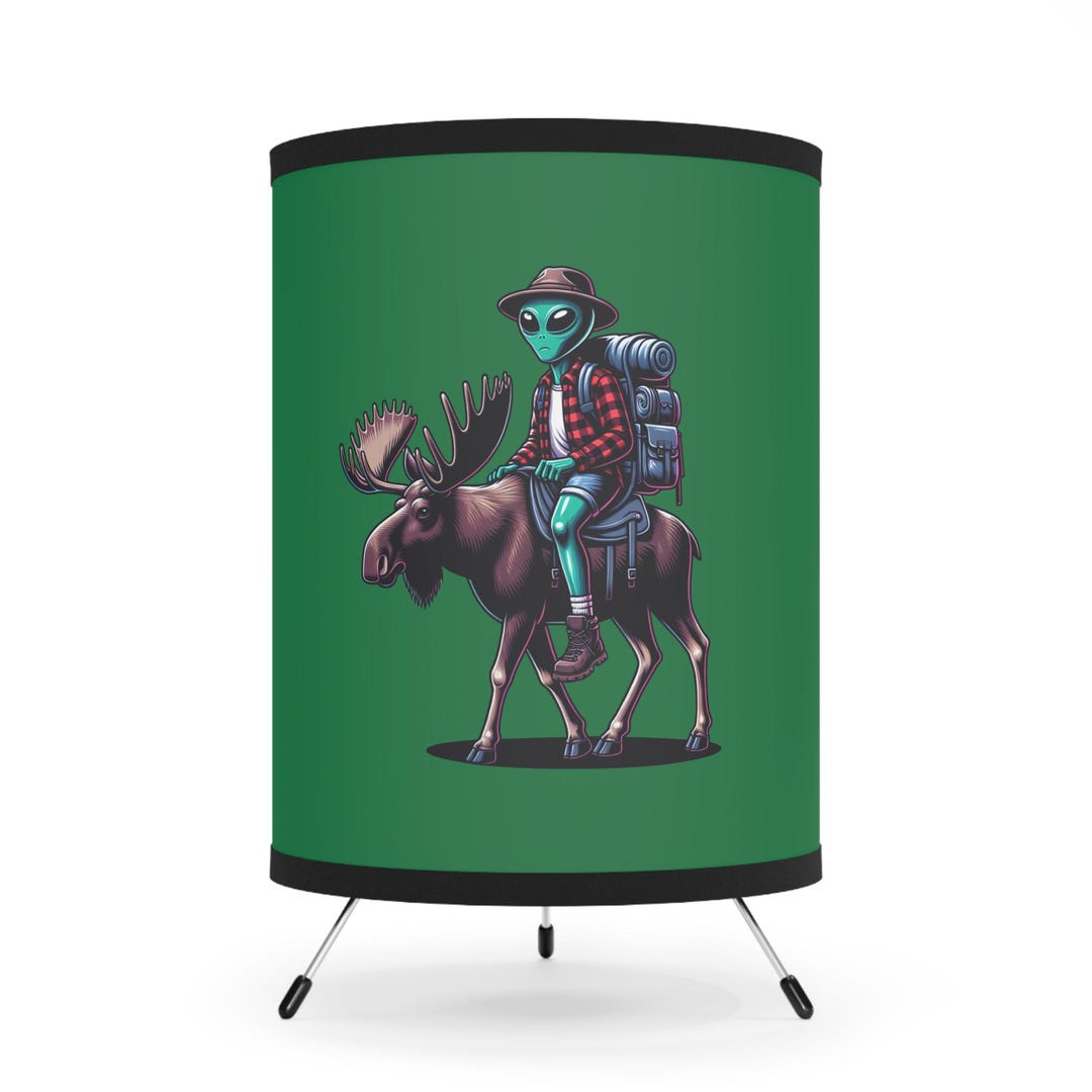 Alien Riding a Moose Tripod Lamp, Whimsical Lighting, Kids Room Decor ...