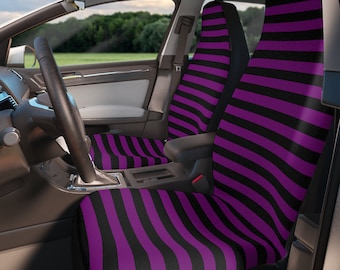 Black and Purple Striped Goth Car Seat Covers