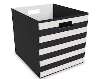 Black and White Striped Felt Storage Box