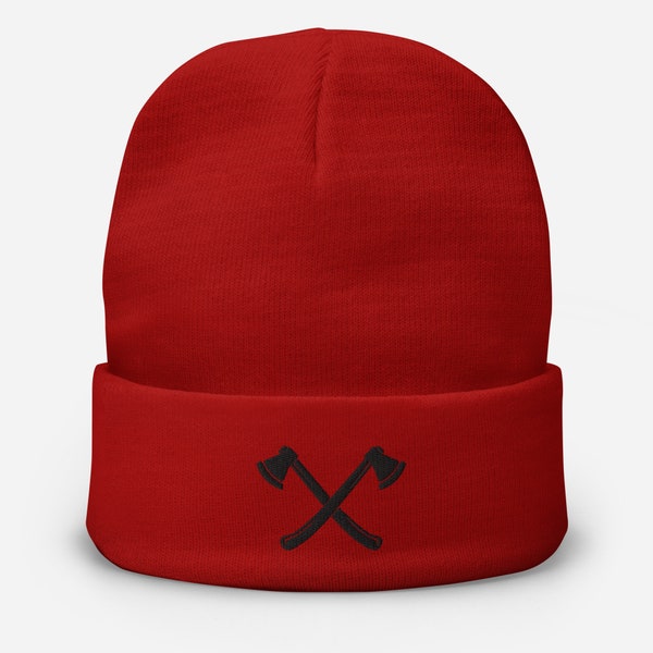 Lumberjack Cross Axe Embroidered Beanie