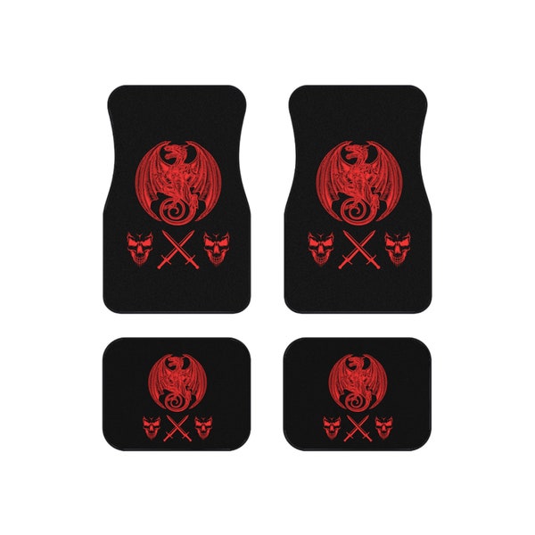 Red Dragon Medieval Themed Goth Car Mats (Set of 4)