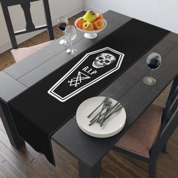 Luciferian Coffin Goth Table Runner (Cotton, Poly)